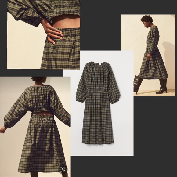 H&M Dresses & Skirts - NWT H&M model-blend dress khaki green plaid